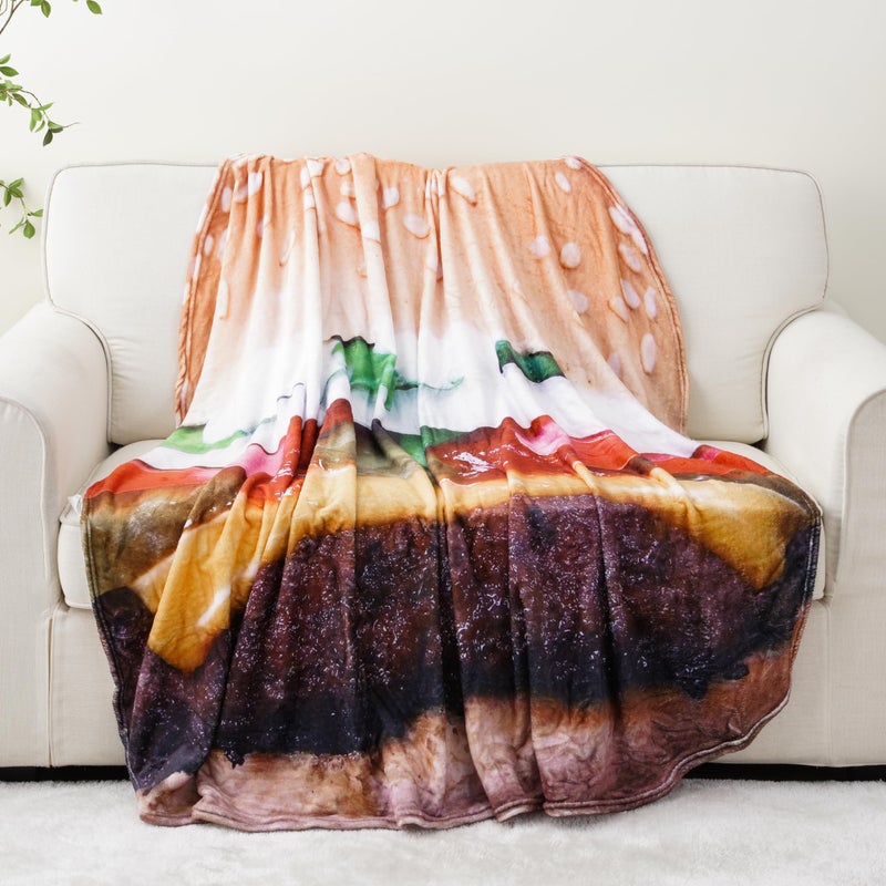 BATTILO HOME 71 Inch Hamburger Blanket Adult Size, for Women, Teens, Funny Food Blankets That Look Like Food, Cute Fleece Blanket for Everyone - Image 2